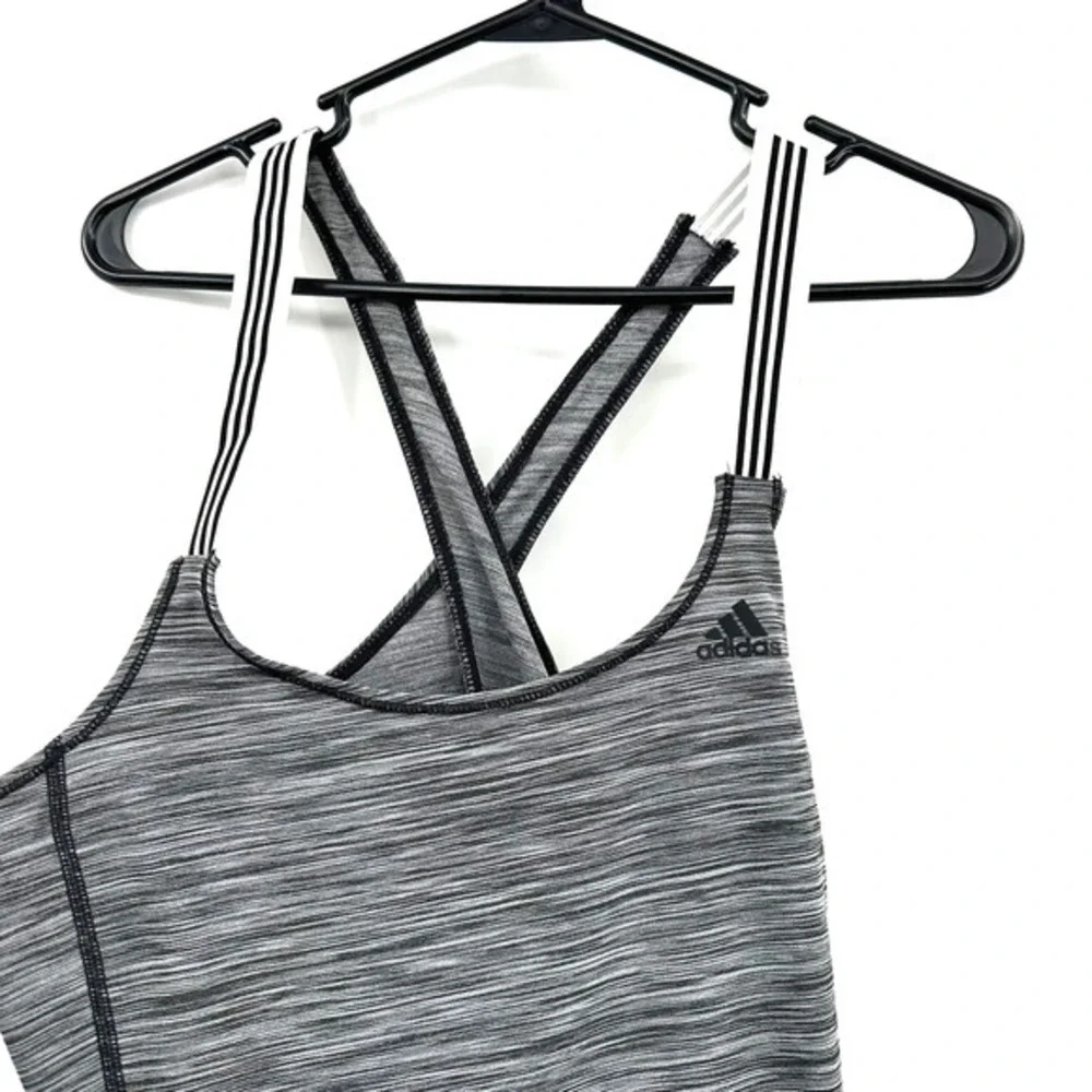 Adidas Size Small heathered gray tank top cross back with cut out climalite - Picture 2 of 7